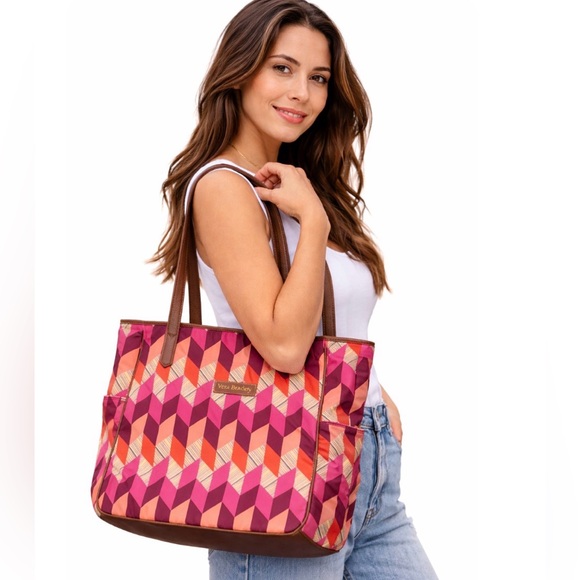 Vera Bradley Handbags - Vera Bradley Pink and Brown Geometric Tote